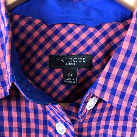Talbots Size 4P Gingham Check Button Down Shirt - Picture 2 of 5